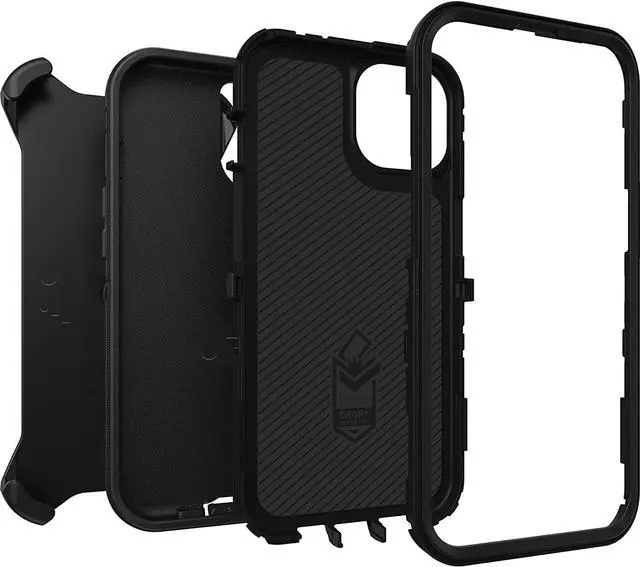 Alt view image 11 of 12 - iPhone 13 (ONLY) Defender Series Case - Black, Rugged & Durable, with Port Protection, Includes Holster Clip Kickstand