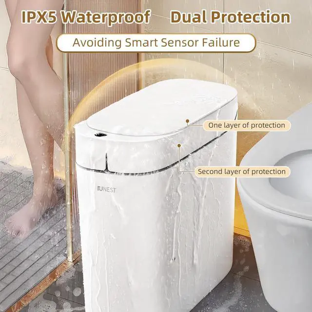 Alt view image 14 of 14 - Smart Bathroom Trash Can with Lid- 3.5 Gallon Rechargeable Motion Sensor Trash Can,Waterproof Automatic Garbage Can with Automatic Suction Bag Feature,Waste Bin for Bedroom, Kitchen, Office