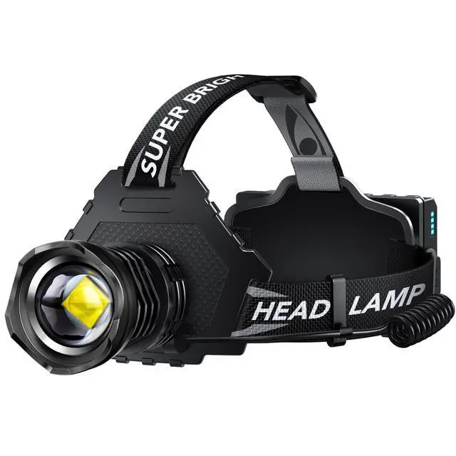 Alt view image 8 of 14 - Rechargeable LED Headlamp Super Bright, 99000 High Lumens Head Lamp Zoomable, 25Dys+ Runtime & 12 Mode & Lightweight Comfort & 125° Adjustable IPX-7 Waterproof Head Light for Outdoor,Hardhat