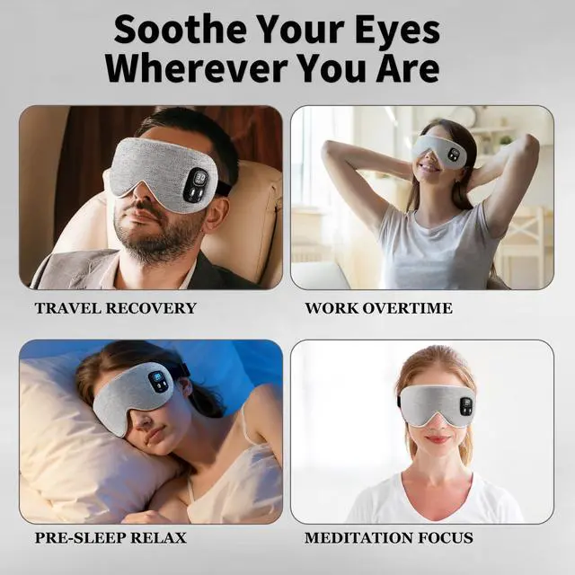 Alt view image 12 of 14 - Heated Eye Mask - Cordless Eye Mask for Dry Eyes, Eye Relief, Improved Sleep, Washable Eye Heating pad for Travel Removable for Cleaning and 2 Covers, 4-Level Timing and Temperature (Gray)