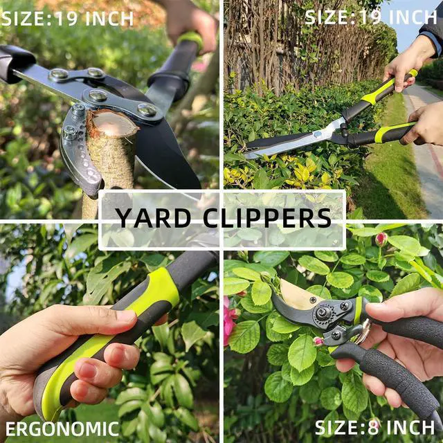 Alt view image 14 of 14 - Loppers Hedge Clippers & Pruners Combo Set 3-Piece Hedge Shears, Sharp Tree Trimmer Branch Cutter for Yard, Lawn & Garden, Professional Tree Clippers Yard Clippers for Indoor & Outdoor Gardening