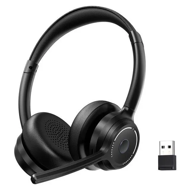 Alt view image 8 of 14 - (2026 Upgraded) Wireless Headset with Mic for Work, Bluetooth Headset with Noise Canceling Microphone, Wireless Headphones with Mic and USB Dongle and Mute, Fit for Computer/PC/Teams