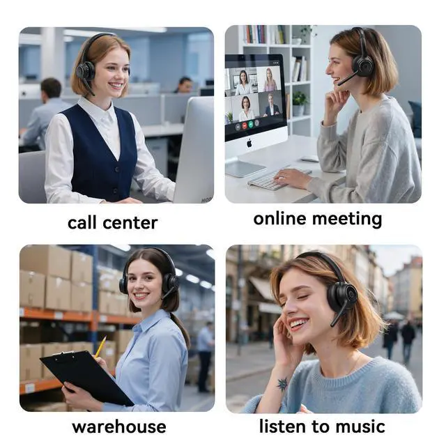 Alt view image 14 of 14 - (2026 Upgraded) Wireless Headset with Mic for Work, Bluetooth Headset with Noise Canceling Microphone, Wireless Headphones with Mic and USB Dongle and Mute, Fit for Computer/PC/Teams