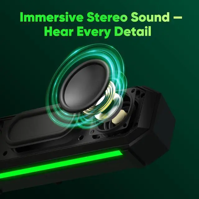 Alt view image 10 of 14 - Computer Speakers with Detachable Mic, Plug-and-Play USB Soundbar with Dynamic Lighting, Game/Music Modes, Compatible with PC, Laptop, PS5, Mac