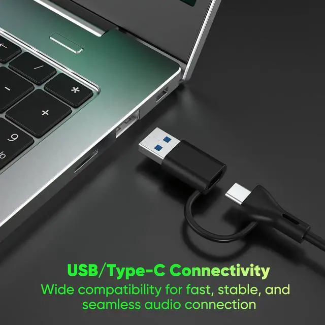 Alt view image 12 of 14 - Computer Speakers with Detachable Mic, Plug-and-Play USB Soundbar with Dynamic Lighting, Game/Music Modes, Compatible with PC, Laptop, PS5, Mac