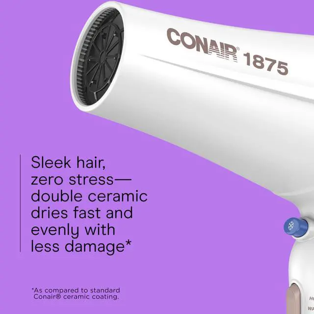Alt view image 10 of 14 - Double Ceramic Hair Dryer with Diffuser | Blow Dryer with Ionic Conditioning | Includes Diffuser and Concentrator | Amazon Exclusive, White
