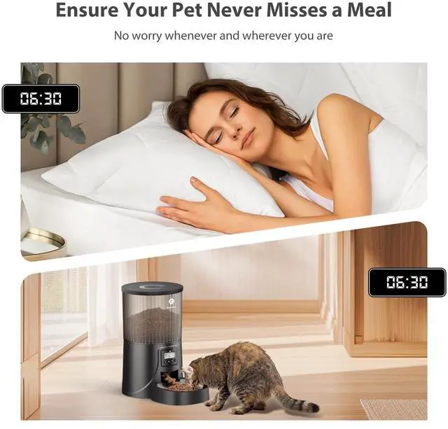 Alt view image 9 of 14 - Automatic Cat Feeder: 4L Timed Cats Food Dispenser Programmable 1-6 Meal for Cat and Small Medium Dog- Auto Pet Feeder Easy to Set Up Dual Power Supply with Desiccant Bag| Detachable Washable