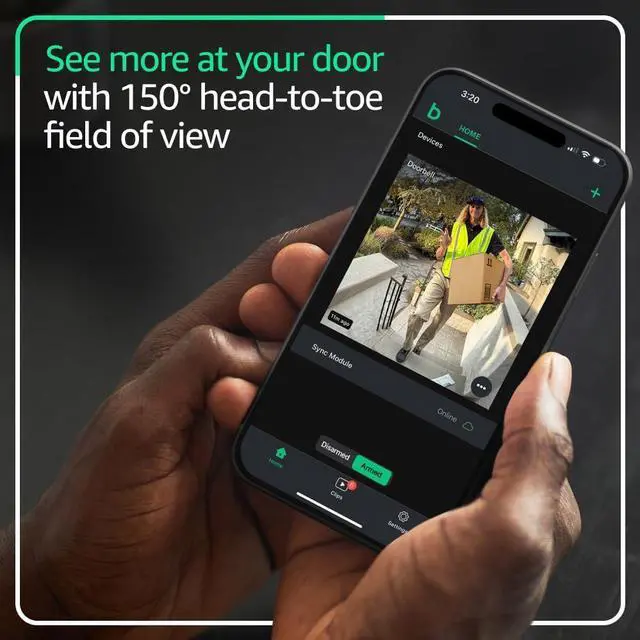 Alt view image 8 of 10 - Video Doorbell (newest model) Head-to-toe HD view, two-year battery life, and simple setup. Sync Module Core included System (Black)