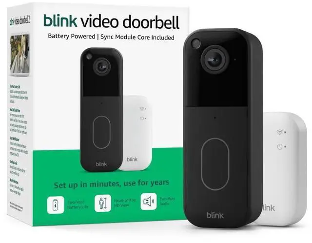 Alt view image 6 of 10 - Video Doorbell (newest model) Head-to-toe HD view, two-year battery life, and simple setup. Sync Module Core included System (Black)