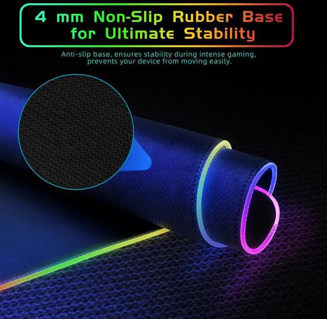 Alt view image 9 of 10 - RGB Gaming Mouse Pad With 15W Wireless Charging, Extra Large LED Mousepad, 14 Light Modes, XXL Size, Ergonomic Computer Pad, Non-Slip Rubber Base for Laptop, Gifts for Gamer/Men