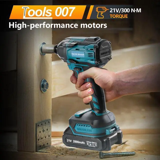 Alt view image 12 of 14 - Cordless Impact Wrench, 21V Torque Power Impact Driver, 1/2" Power Impact Wrenches with 2 * 2.0Ah Batteries with 19 Accessories, Electric Impact Motor Variable Speeds for home installation (Blue)