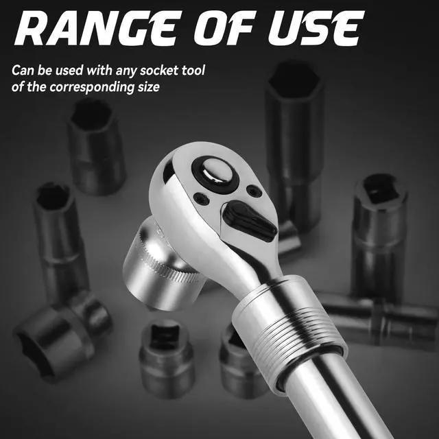Alt view image 14 of 14 - 3PCS Extendable Ratchet Wrench Set,1/4" 3/8" 1/2" Drive 72-Tooth, Quick-Release, Reversible Drive Socket Wrenches,Soft Grip Handle with Storage Tray