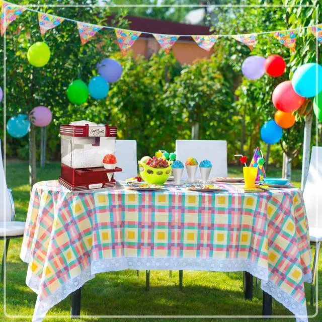 Alt view image 14 of 14 - Snow Cone Shaved Ice Machine - Retro Table-Top Slushie Machine Makes 20 Icy Treats - Includes 2 Reusable Plastic Cups & Ice Scoop - Retro Red