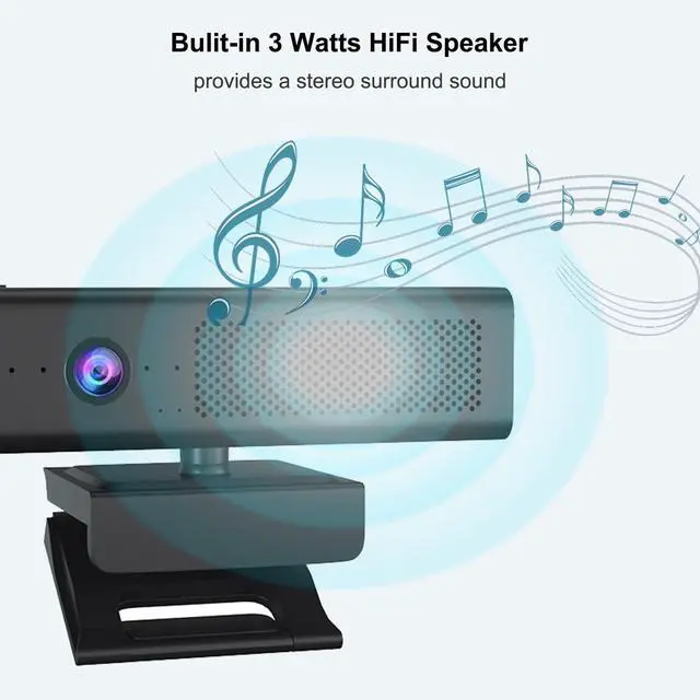 Alt view image 11 of 14 - Full 1080P HD 3-in-1 Webcam: Camera and Speaker for Desktop Computer with Built-in 4 Microphones, External USB Web Cam with Magnetic Privacy Cover and Mute for Laptop, Streaming, Conference
