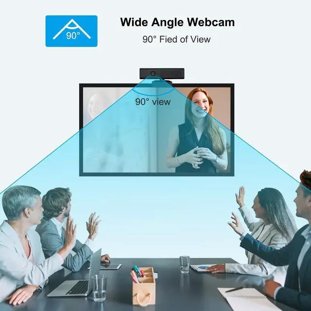 Alt view image 13 of 14 - Full 1080P HD 3-in-1 Webcam: Camera and Speaker for Desktop Computer with Built-in 4 Microphones, External USB Web Cam with Magnetic Privacy Cover and Mute for Laptop, Streaming, Conference
