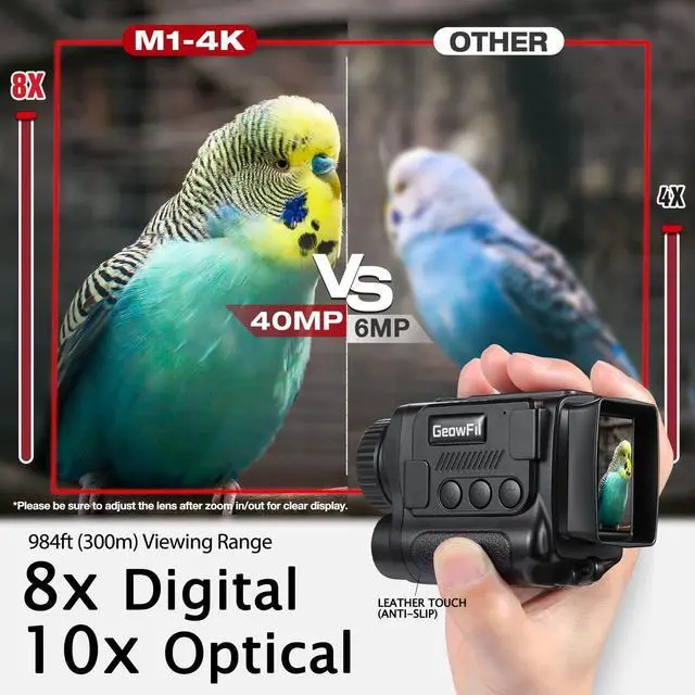 Alt view image 12 of 14 - Night Vision Monocular, 4K Infrared Digital Night Vision Goggles with 850nm IR, 40M Photo & 4K Video, 984FT Range, 8X Zoom, Rechargeable Battery, 32GB Card for Hunting Camping Adventure