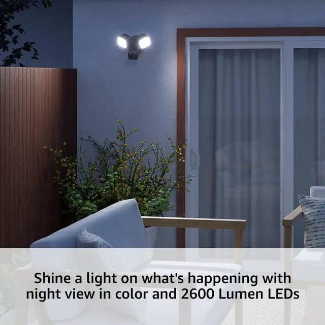 Alt view image 6 of 6 - Wired Floodlight Camera - Smart security camera, 2600 lumens, HD live view, enhanced motion detection, built-in siren, Works with Alexa 1 camera (Black)