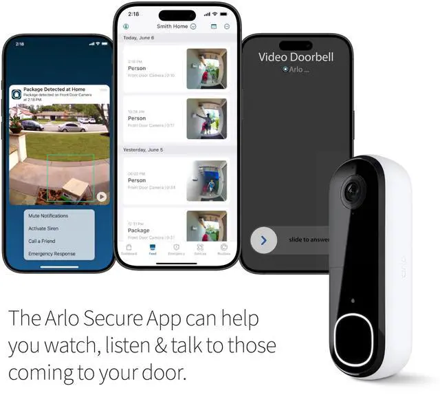 Alt view image 9 of 12 - Video Doorbell 2K (2nd Gen, Latest Release), Wireless or Wired Option, 2-Way Audio, Night Vision, Head to Toe Video View, Package Detection, Person & Vehicle Recognition, 1-Month Secure Plan