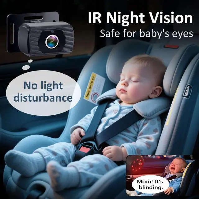 Alt view image 12 of 14 - 2-Kids Baby Car Camera for Seat: 6.9 Inch Ultrawide Display with Two Cameras Rear Facing - USB Powered Backseat Camera HD 1080P Easy to Install