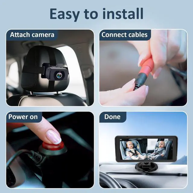 Alt view image 11 of 14 - 2-Kids Baby Car Camera for Seat: 6.9 Inch Ultrawide Display with Two Cameras Rear Facing - USB Powered Backseat Camera HD 1080P Easy to Install