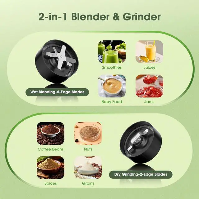 Alt view image 11 of 14 - Smoothie Blender, 25000 RPM Portable Blender for Smoothies, Countertop Blenders for Kitchen with 37oz, 32oz, 23oz Personal Blenders Cups, 2 Spout Lids &1 Resealable Lid for Crushing, Juice, Nuts