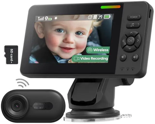 Alt view image 8 of 14 - Wireless Baby Car Camera with 1080P Advanced Night Vision and 32H Battery, No Wi-Fi Needed Easy Setup Car Baby Monitor with Video Recording Adjustable Angle, Newborns Travel Essentials Gifts