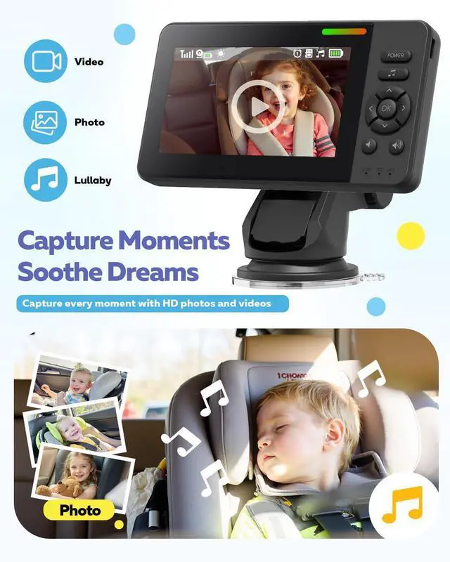Alt view image 13 of 14 - Wireless Baby Car Camera with 1080P Advanced Night Vision and 32H Battery, No Wi-Fi Needed Easy Setup Car Baby Monitor with Video Recording Adjustable Angle, Newborns Travel Essentials Gifts