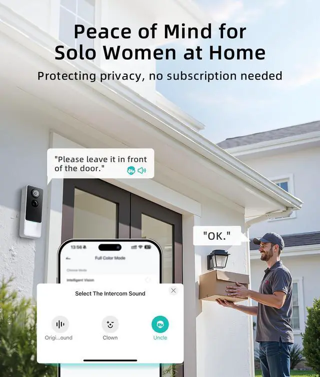 Alt view image 12 of 14 - 3MP Camera Doorbell Camera Wireless Video Doorbell 2K HD- No Subscription Required, Free Human Motion Detection, Package Detection, Battery Powered, Works with Alexa &Google Assistant,2.4GHz WiFi Only