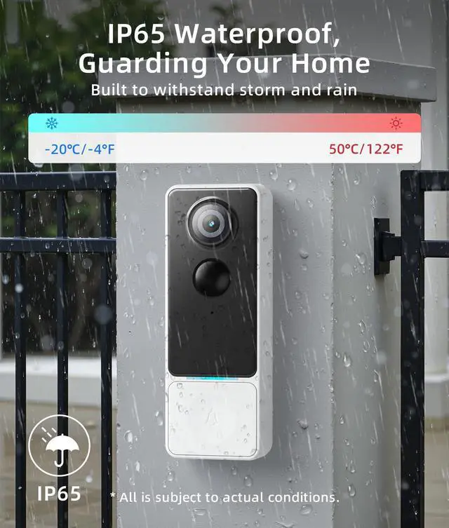 Alt view image 14 of 14 - 3MP Camera Doorbell Camera Wireless Video Doorbell 2K HD- No Subscription Required, Free Human Motion Detection, Package Detection, Battery Powered, Works with Alexa &Google Assistant,2.4GHz WiFi Only
