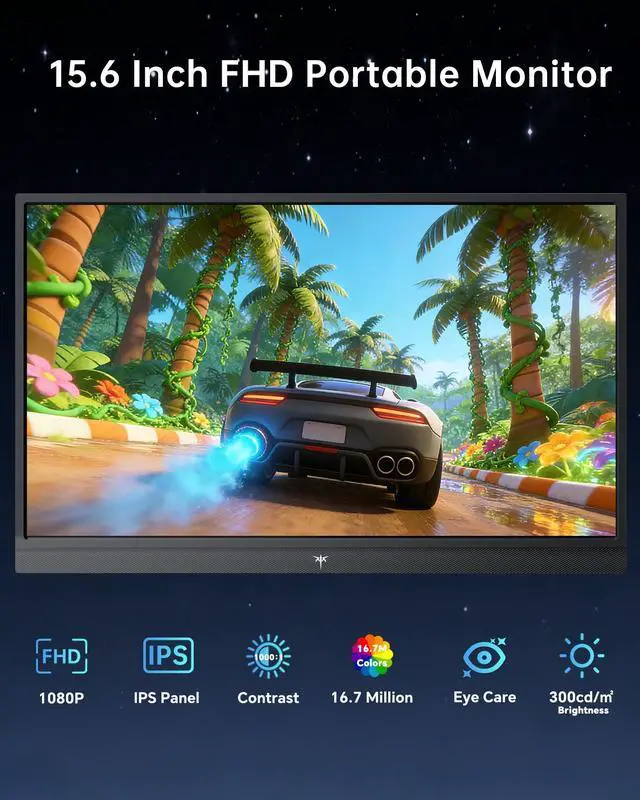 Alt view image 9 of 14 - Portable Monitor 15.6 Inch, FHD 1080P Travel Laptop Monitor Extender with USB-C HDMI, Ultra-Slim IPS HDR Display with Speakers, Second Monitor Screen for Laptop Phone Xbox Mac Switch, Black H15F9