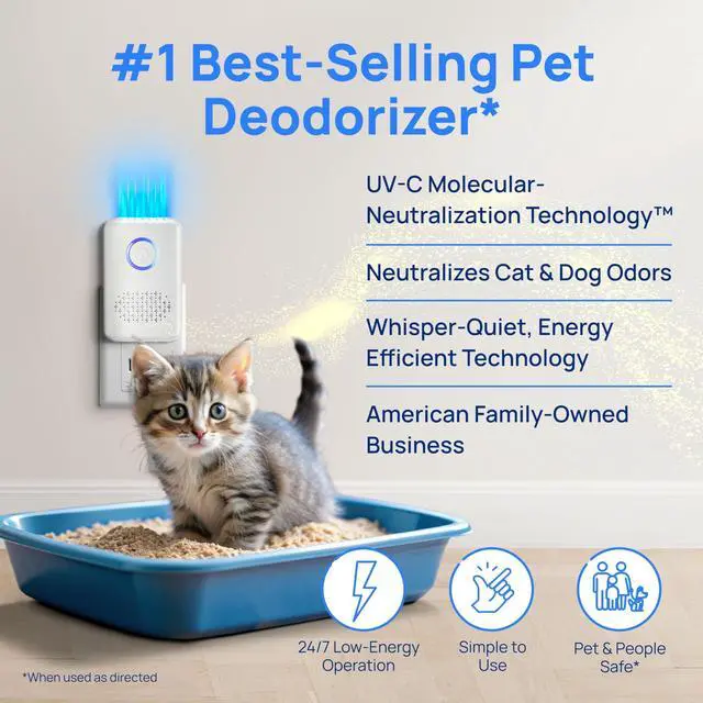Alt view image 9 of 14 - ODRx - UV-C Cat Odor Deodorizer & Eliminator, Removes Cat Pee Smell, Filterless, Quiet, Compact Air Freshener for Bedrooms, Living Rooms, Litter Box Areas, Eliminates Ammonia Odors