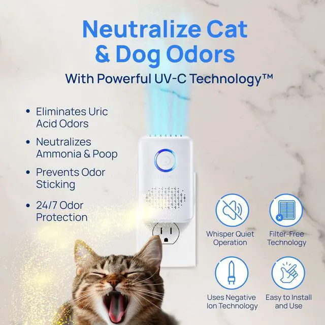 Alt view image 11 of 14 - ODRx - UV-C Cat Odor Deodorizer & Eliminator, Removes Cat Pee Smell, Filterless, Quiet, Compact Air Freshener for Bedrooms, Living Rooms, Litter Box Areas, Eliminates Ammonia Odors