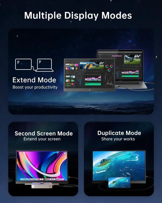 Alt view image 10 of 14 - Portable Monitor 15.6 Inch, FHD 1080P Travel Laptop Monitor Extender with USB-C HDMI, Ultra-Slim IPS HDR Display with Speakers, Second Monitor Screen for Laptop Phone Xbox Mac Switch, Black H15F9