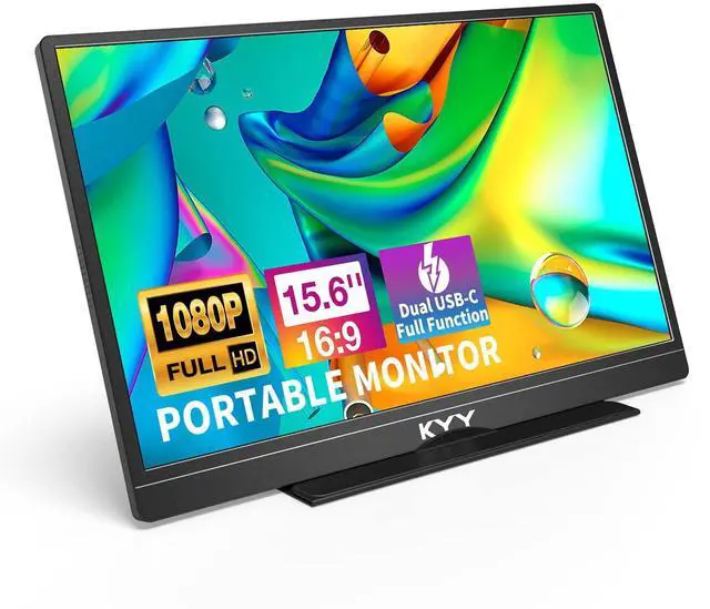 Alt view image 8 of 14 - Portable Monitor Latest 15.6'' FHD 1080P USB-C HDMI Laptop Monitor w/Smart Cover Bag & Dual Speakers, External HDR Computer Screen, Travel Gaming Monitor for PC MAC Phone Xbox PS4/5 Switch