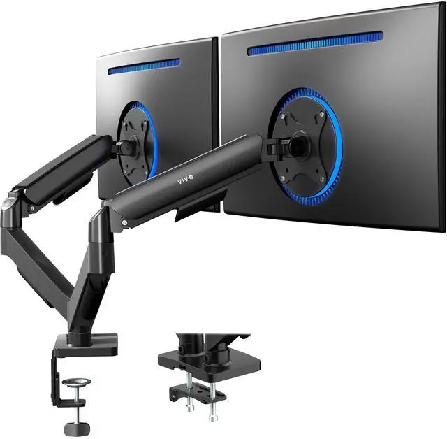 Alt view image 8 of 14 - Dual Monitor Stand, Fully Adjustable Arms for 17 to 32 inch Screens, Mechanical Articulating Desk Mount, Gaming and Office Setups, VESA 75x75, 100x100, Max 19.8 lbs, Classic, Black, STAND-V002O