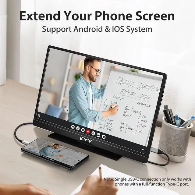 Alt view image 13 of 14 - Portable Monitor Latest 15.6'' FHD 1080P USB-C HDMI Laptop Monitor w/Smart Cover Bag & Dual Speakers, External HDR Computer Screen, Travel Gaming Monitor for PC MAC Phone Xbox PS4/5 Switch