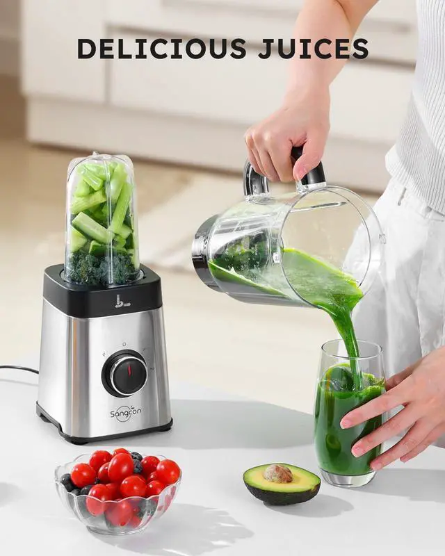 Alt view image 10 of 14 - Blenders and Food Processor Combo for Kitchen, 5 in 1 Blender for Shakes and Smoothies, Meat Chopped, Grinding & more, 40 oz Jar & 17oz Cup with To-Go Lid, Stainless Steel Silver