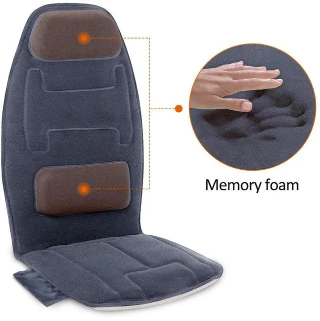 Alt view image 12 of 14 - Massage Seat Cushion with Heat - Extra Memory Foam Support Pad in Neck and Lumbar,10 Vibration Massage Motors, 2 Heat Levels, Back Massager Chair Pad for Back