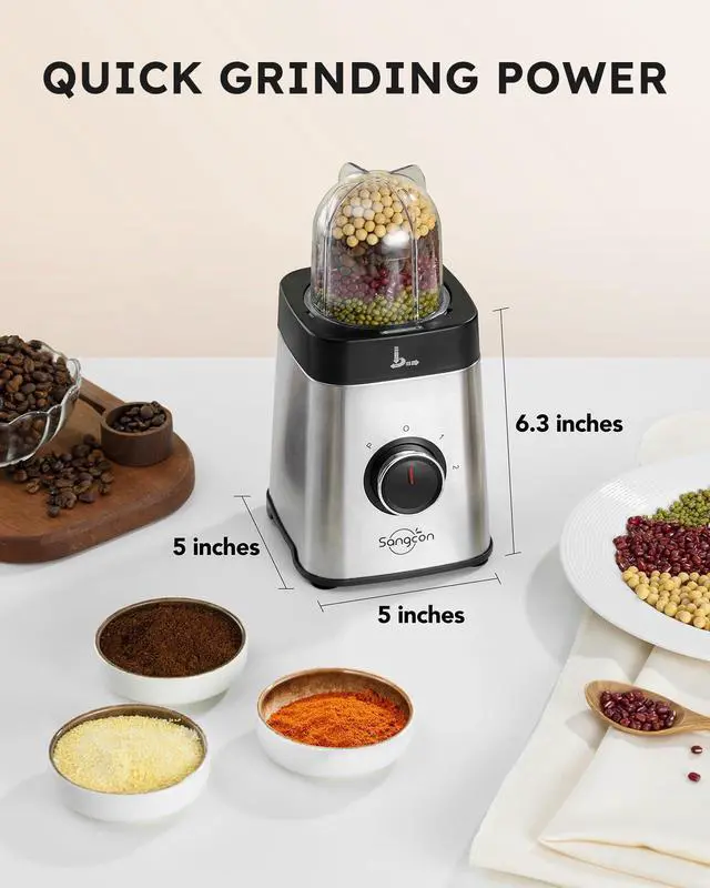 Alt view image 11 of 14 - Blenders and Food Processor Combo for Kitchen, 5 in 1 Blender for Shakes and Smoothies, Meat Chopped, Grinding & more, 40 oz Jar & 17oz Cup with To-Go Lid, Stainless Steel Silver