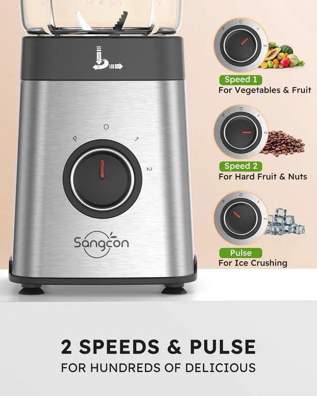 Alt view image 14 of 14 - Blenders and Food Processor Combo for Kitchen, 5 in 1 Blender for Shakes and Smoothies, Meat Chopped, Grinding & more, 40 oz Jar & 17oz Cup with To-Go Lid, Stainless Steel Silver