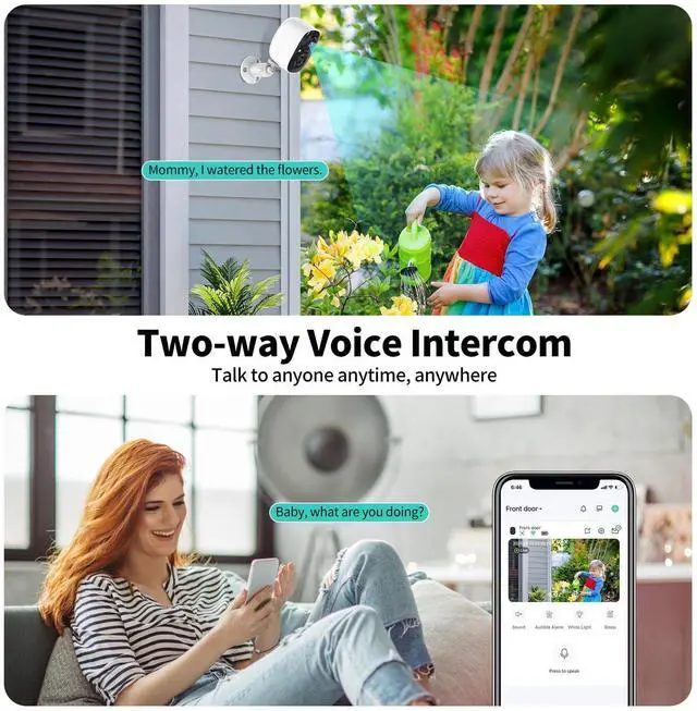 Alt view image 10 of 14 - Security Cameras Wireless Outdoor,2K Indoor WiFi Wireless Cameras,Outside Battery Powered Camera for Home Security,AI Motion Detection,Color Night Vision,Spotlight,Siren Alarm,SD/Cloud Storage,2 Pack
