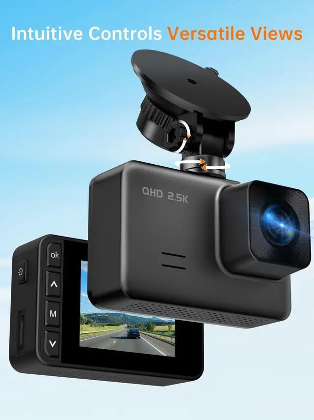 Alt view image 10 of 14 - Dash Cam Front and Rear, 2.5K+1080P Dual Dash Camera for Cars, 2 Display Mini Car Camera, G-Sensor Dashcam, Night Vision, 24H Parking Mode, Loop Recording, 170°Wide Angle, 32GB Card Included