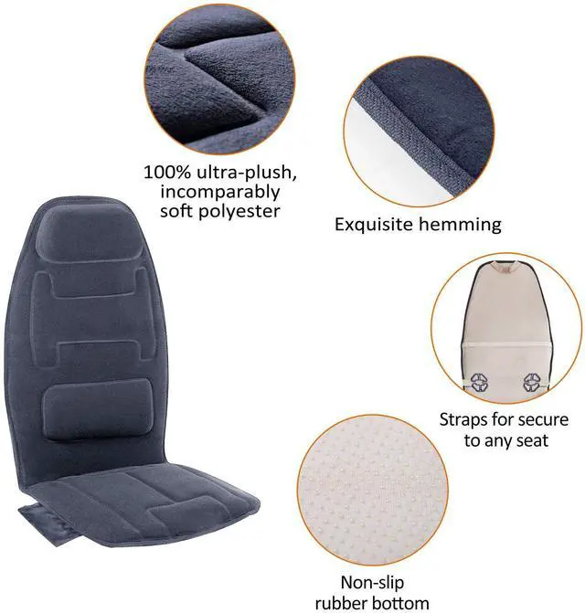 Alt view image 14 of 14 - Massage Seat Cushion with Heat - Extra Memory Foam Support Pad in Neck and Lumbar,10 Vibration Massage Motors, 2 Heat Levels, Back Massager Chair Pad for Back