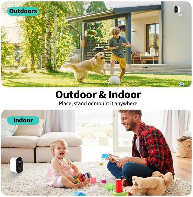 Alt view image 12 of 14 - Security Cameras Wireless Outdoor,2K Indoor WiFi Wireless Cameras,Outside Battery Powered Camera for Home Security,AI Motion Detection,Color Night Vision,Spotlight,Siren Alarm,SD/Cloud Storage,2 Pack