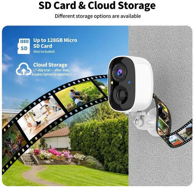 Alt view image 13 of 14 - Security Cameras Wireless Outdoor,2K Indoor WiFi Wireless Cameras,Outside Battery Powered Camera for Home Security,AI Motion Detection,Color Night Vision,Spotlight,Siren Alarm,SD/Cloud Storage,2 Pack