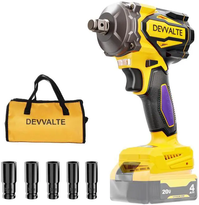 Alt view image 8 of 14 - Cordless Impact Wrench for DeWalt 20V Battery,1/2 inch Power Impact Wrench, Brushless Electric Impact Gun 665Ft-lbs(900N.m) High Torque Impact Driver with 3-Mode, LED Work Light(No Battery)
