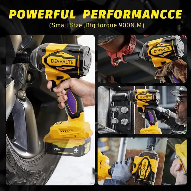 Alt view image 14 of 14 - Cordless Impact Wrench for DeWalt 20V Battery,1/2 inch Power Impact Wrench, Brushless Electric Impact Gun 665Ft-lbs(900N.m) High Torque Impact Driver with 3-Mode, LED Work Light(No Battery)
