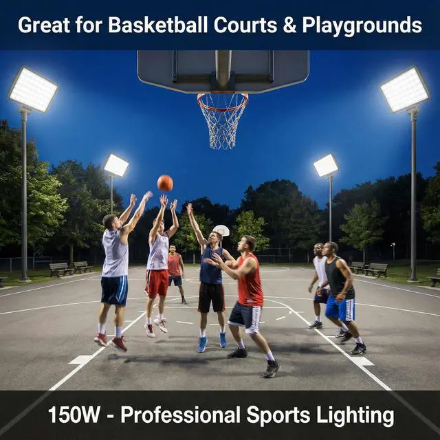 Alt view image 14 of 14 - LED Flood Light Outdoor, High Power Commercial Work Light, IP66 Waterproof Daylight Super Bright Security Stadium Lights for Parking Lots, Warehouses, Yard (2, 150, Watts)