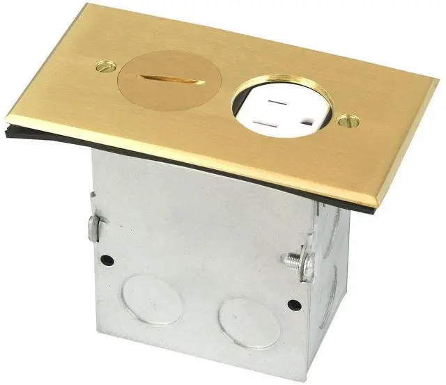 Alt view image 9 of 12 - Screw Cap Cover Floor Box kit, 5 x 2.8 1-Gang, 20A Tamper-Weather Resistant Duplex Receptacle Outlet, Watertight Gasket, Corrosive Resistant, UL Listed, 975506-C, Brass