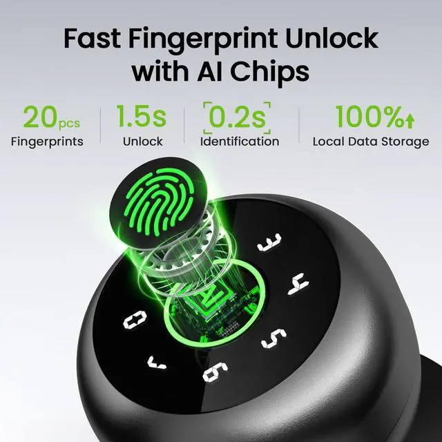 Alt view image 10 of 14 - Fingerprint Door Lock, 4 in 1 Smart Fingerprint Door Knob with Keypad, App Control, Auto Lock, Biometric Door Knob with Lock for Bedroom, Apartment, Garage, Home & Office